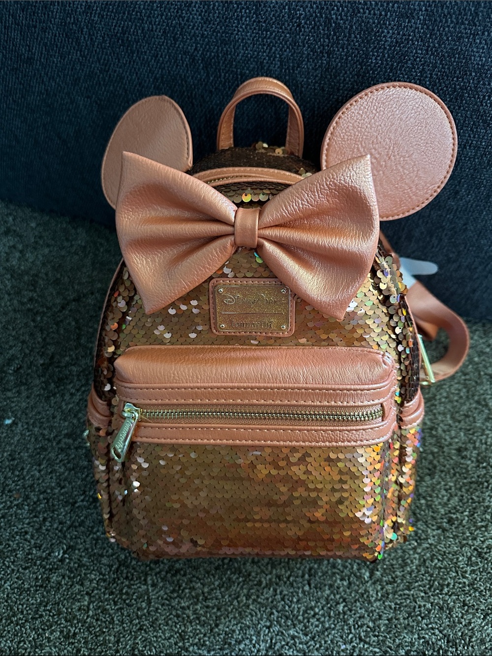 Loungefly Sequin Bow Mouse Ear Backpack - Orange